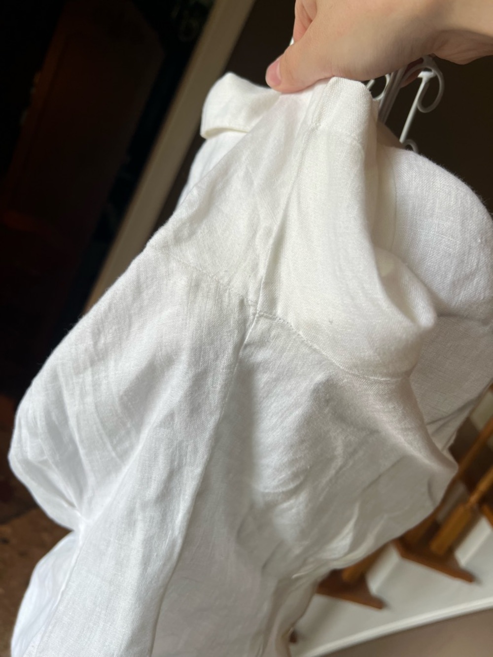 Vintage 100% Irish Linen White Button Up Peplum Top Cottagecore 90s Size S - Picture 4 of 11